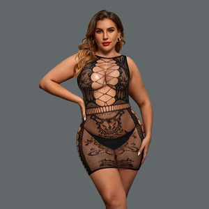 Robe en filet de <span class=keywords><strong>grande</strong></span> <span class=keywords><strong>taille</strong></span> <span class=keywords><strong>Bodystocking</strong></span> Plump Ladies Sexy Mature Lingerie Big Size Sexy Underwear - Product Image 4