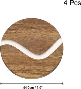 Posavasos de madera maciza grabados estilo océano resina bambú madera para playa boda favores regalos personalizados para invitados - Product Image 2