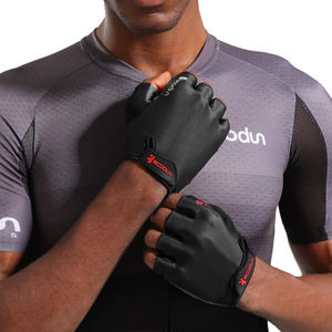 Guantes de Ciclismo Boton de Medio Dedo, Negros, de Microfibra Transpirable, con Almohadillas de Absorción de Impactos en la Palma para Ciclismo - Product Image 3
