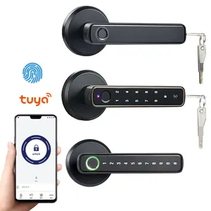 Tuya Fingerprint Smartlock Digital Password Keyless Handle Apartment Home Room Lock App Smart Wooden Door Lock