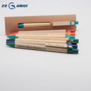 Zeamor geri dönüşüm çevre dostu promosyon Logo kişiselleştirilmiş Ballpoint tükenmez ahşap klip ile geri dönüşümlü kağıt kalem - Product Image 5
