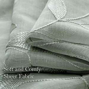 Cortinas transparentes con patrón de hojas bordadas, cortinas de ventana de gasa semitransparente Floral de lino falso con bolsillo/cortinas para dormitorio y sala de estar - Product Image 5