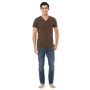 T-shirt pour homme tendance, 100% coton, col en V, impression personnalisée, t-shirt décontracté confortable et doux pour homme, col en V - Product Image 1