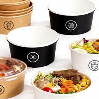 Mangkuk Sekali Pakai Berkualitas Tinggi Ramah Lingkungan dari Kertas Kraft, Mangkuk Salad Kertas Berlapis Kertas Kraft dengan Tutup