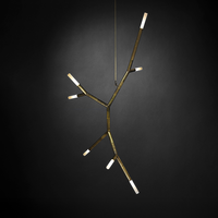 Lustre LED Sculptural Moderne Industriel Nordique de Luxe, Suspension Art Déco en Laiton pour Plafond Haut, Hall d'Entrée, Escalier, Villa