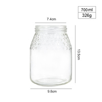 Vente en gros 740ml Prix d'usine fantaisie Pots de miel Pot à miel en verre pour 1 kg de miel avec torsion