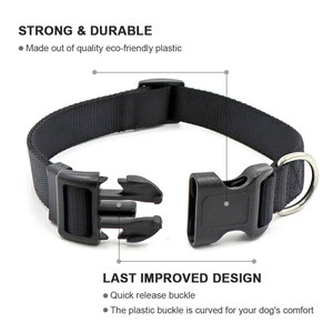 Adjustable Nylon <b>Dog</b> <b>Collar</b> Solid Black Buckle Closure Simple Style All Seasons for <b>Dogs</b> - Product Image 4