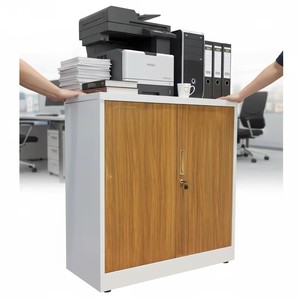 Armoire de rangement de bureau moderne verrouillable avec portes en bois et serrure à clé pour usage commercial - Product Image 1