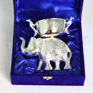 Cuenco de latón con forma de elefante, caja para frutos secos, caja de dulces de plata alemana con elefante, decoración para el hogar y la oficina, pieza decorativa, cuenco de regalo festivo para Diwali - Product Image 2