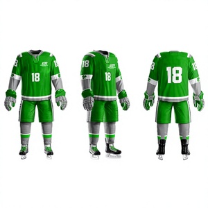 Uniforme de hockey sur glace vert pour homme, maillot personnalisé numéro 18, impression par sublimation, polyester respirant, tenue d'équipe adulte LONG MISSION - Product Image 2