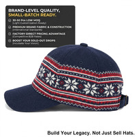 Casquette Oxford vintage rétro en mélange de laine jacquard bicolore nordique à 6 panneaux, casquette de baseball unisexe personnalisée brodée pour le streetwear