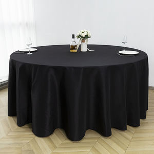 Mantel Redondo de Poliéster Premium de 120 Pulgadas, Negro, Antimanchas, Tejido con Spandex, Lavable, Tamaño y Color Personalizables para Uso en Hoteles - Product Image 1