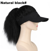 Perruque synthétique bouclée crépue fantaisie de 16 pouces, couleur noir naturel, cheveux volumineux avec sangles réglables et bonnet de perruque