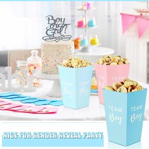Baby Shower Blue Pink Decorative Dinnerware Mini and Candy Favor Treat Gender Reveal Paper Popcorn <b>Boxes</b> - Product Image 3