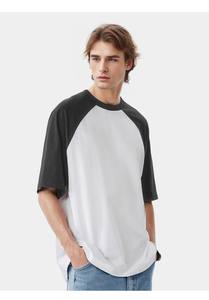 เสื้อยืดแขนแร็กแลนพิมพ์ลายทรงโอเวอร์ไซส์สำหรับผู้ชาย BY92000R ผ้าคอตตอน 100% หนัก 220 กรัม ผ้าถักแบบสั่งทำพิเศษ ไซส์พลัส - Product Image 2