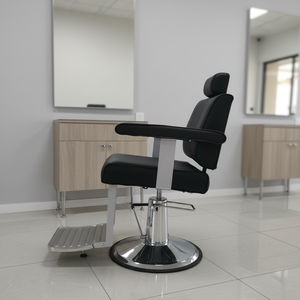 Fauteuil de Barbier Rotatif Moderne de Luxe Écologique 2026 avec Base Carrée Chromée et Pompe Hydraulique Robuste pour Salon de Beauté - Product Image 3