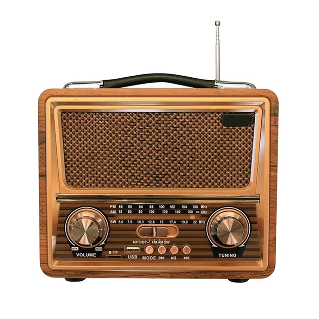 R-2055BT Vintage Multi Band High Quality Real Wooden Radio with Blueteeth, Usb,tf, Mp3 Player and Lamp Slot Speaker Box
