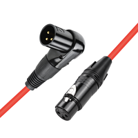 Câble DMX rouge de 3 pieds XLR mâle à 90 degrés à 3 broches vers câble de microphone symétrique femelle Câble XLR à angle droit