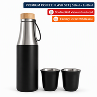 Ensemble de thermos à café 550 ml 100 % manuel avec tasses, service tout-en-un, boîte cadeau, direct usine
