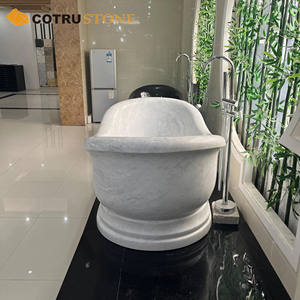 Baignoire <span class=keywords><strong>italienne</strong></span> en marbre blanc Bianco Carrara baignoire autoportante en pierre naturelle Spa baignoire pour décoration de salle de bain - Product Image 3