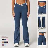 Legging Yoga Wanita Model V Shape, Pinggang Tinggi Elastis, Penyangga Bokong, untuk Olahraga