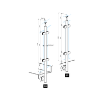 Poteau d'angle rond en acier inoxydable à fixation latérale pour balcon et escalier avec pince à verre et support de rail, utilisation extérieure