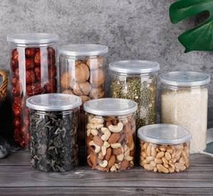 Lata de plástico PET transparente, tarro hermético de especias de 10oz y 16oz <span class=keywords><strong>para</strong></span> almacenamiento de alimentos, <span class=keywords><strong>para</strong></span> ensalada, azúcar, aperitivos, Dulces, galletas, almacenamiento de Chocolate - Product Image 5