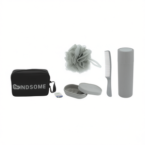 Set de artículos de aseo de 5 piezas, kit de baño de viaje con jabonera, peine, esponja de ducha y soporte para cepillo de dientes - Product Image 1