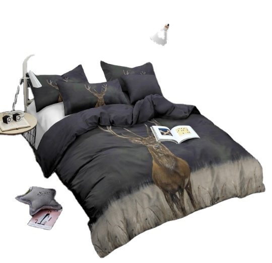 Высококачественный Комплект постельного белья из 100% хлопка с цифровой печатью оленя