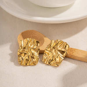 Fashion <b>Stud</b> <b>Earrings</b> Gold Geometric Irregular Shape Stainless Steel Women's Jewelry - Product Image 3