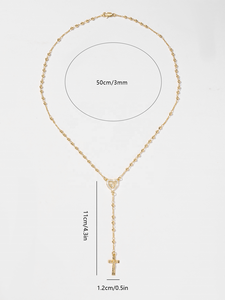 Joyería Religiosa Católica Collar <span class=keywords><strong>con</strong></span> Colgante de Circón de la Virgen María, <span class=keywords><strong>San</strong></span> Judas y <span class=keywords><strong>San</strong></span> <span class=keywords><strong>Benito</strong></span>, Rosario <span class=keywords><strong>con</strong></span> <span class=keywords><strong>Cruz</strong></span> Bañado en Oro de 14k - Product Image 5