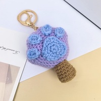 Amigurumis en gros : Porte-clés en forme de patte d'animal en fourrure, tricotés et faits main au crochet, motifs patte d'ours, chien, chat, breloques pour sacs à main