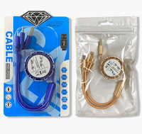 Kabel Pengisi Daya Cepat 3 in 1 Retractable 1.2m 3A Tipe-C Micro USB dengan Selubung Nilon PVC Pipih untuk Power Bank & Komputer (Grosir)