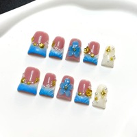 TSZS Factory Directly Short Duckbill Handmade Press on Nails French 3D Flower Bow Rhinestone Luxury Reusable False Nails