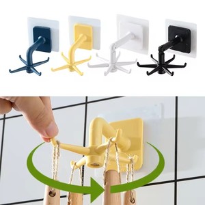 Utensilios de cocina montados en la pared no perforados, estante de almacenamiento con gancho de cocina giratorio de 360 grados - Product Image 6