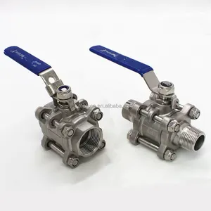 3pc Stainless Steel Ss304 BSP Male Female Threaded 2 Ways Ball Valve With Or Without Locking Holes