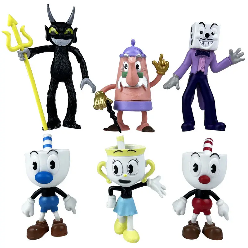 6pcs/set Kawaii Cup Head Anime Figure Cuphead Doll Toy Game Figure Decoration Ornaments Toys for Children Kids Christmas Gift