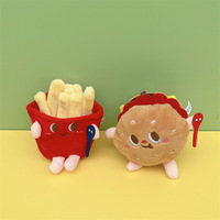 En gros : Porte-clés en peluche hamburger, Porte-clés en peluche frites, Pendentif de sac en forme de jouet en peluche pour femmes et enfants