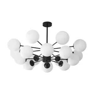 Nordic Modern Flush Mount Luxury Chandelier Ceiling Lamp For Living Room High Glass shade Ball Led Ceiling Pendant Light Fixture