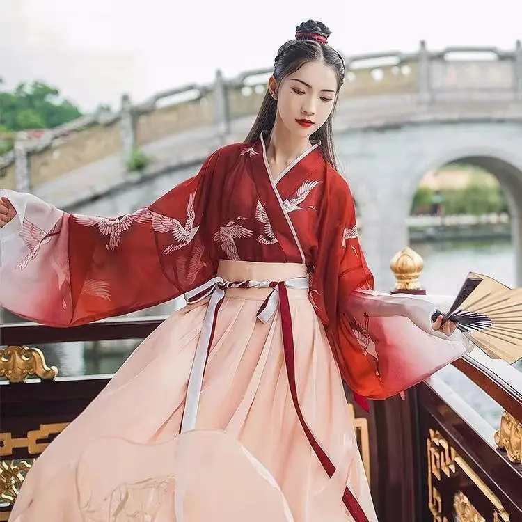 Mulheres hanfu atacado bonito leitura moderno modificado uma peça chinês tradicional mulheres hanfu vestido para venda