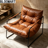 Fauteuil inclinable moderne et simple en métal avec dossier et mousse élastique haute densité pour la maison, le salon ou la maison d'hôtes