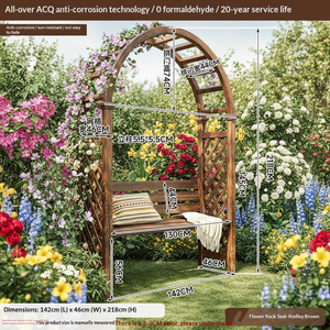 <span class=keywords><strong>Arche</strong></span> de jardin semi-circulaire <span class=keywords><strong>en</strong></span> <span class=keywords><strong>bois</strong></span> finlandais <span class=keywords><strong>pour</strong></span> fleurs et plantes grimpantes, avec siège, <span class=keywords><strong>pour</strong></span> cour et balcon, bleue - Product Image 2