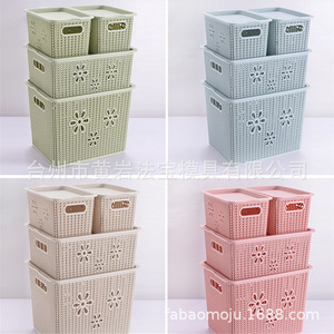 Plastic Hollow <b>Storage</b> <b>Basket</b> Rectangle With Handle For Bathroom And Desktop M Size PP Material Injection Molded - Product Image 2