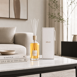 Aikun Clear Glass Natural Essential Oil 4300ml Long Lasting <b>Reed</b> <b>Diffuser</b> Set with Custom Wooden Cap Gift Box <b>for</b> Home Decor - Product Image 3