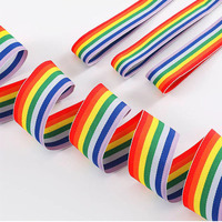 Ruban tissé imperméable 300D à rayures arc-en-ciel en polyester durable, 50m/rouleau, pour accessoires vestimentaires, sangles de sacs et animaux de compagnie (vente en gros)