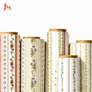 Tissu Popeline de Coton Biologique Tissé de Haute Qualité, Imprimé Numérique à Rayures et Motifs Floraux Délicats pour Robe - Product Image 1