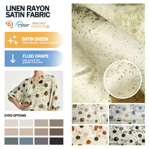 Nouveauté : Tissu en rayonne, viscose, lin et satin imprimé floral vintage personnalisé pour vêtements féminins - Product Image 1