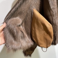 Blouson bomber court en cuir suédé véritable pour femme, avec col montant en fourrure et fermeture éclair, en peau de chèvre véritable, idéal pour l'hiver