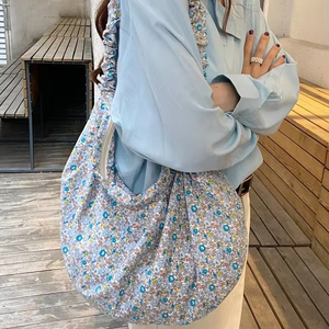 Sac fourre-tout de créateur promotionnel en toile de coton à la mode sac fourre-tout d'épicerie à imprimé floral de Style Ins coréen - Product Image 5