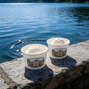 Vaso de Papel Kraft Biodegradable Impreso Personalizado para Helado Suave, Gelato y Tiendas de Postres Ecológicas - Product Image 2